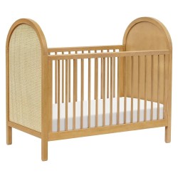 3-in-1 Convertible Crib with Toddler Bed Conversion Kit in Honey Natural Cane